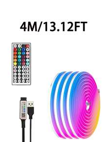 1 Set Of 44-Key Remote Control USB Powered LED Light Strip, Flexible Neon Lights, Adjustable Color Modes, Self-Adhesive Backing, Suitable For TV, Computer Screen, Holiday, Bedroom, Home Decor, Christmas, DIY, Household, Floral Decoration - Multi-color light - View 14