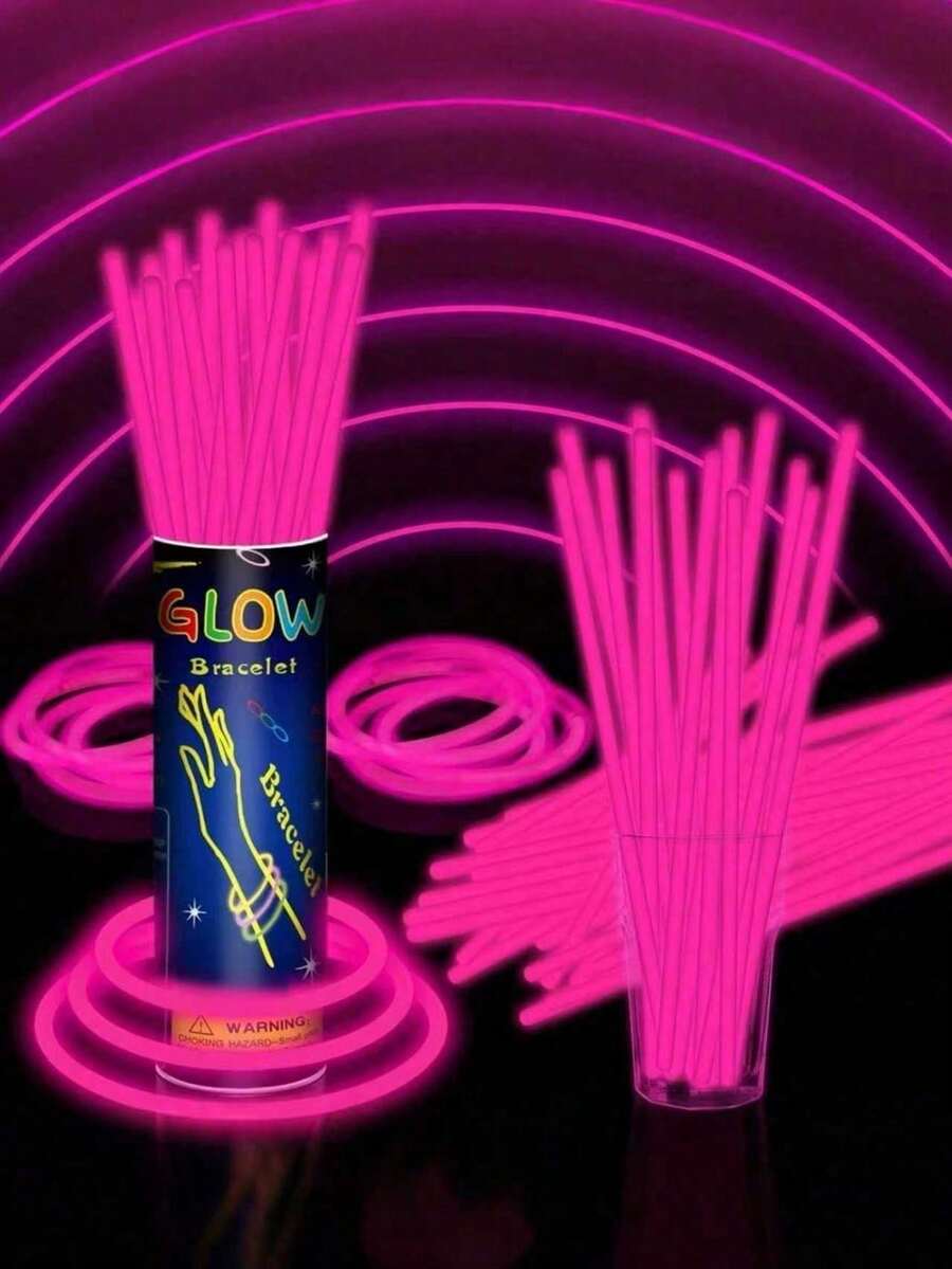 50/100/200颗高品质超亮LED灯，装饰灯棒，带夜光效果，可持续发光8-12小时，为派对增添光彩，可用于制作手链、项链、霓虹灯、婚礼派对LED灯，亮度更高（颜色随机）