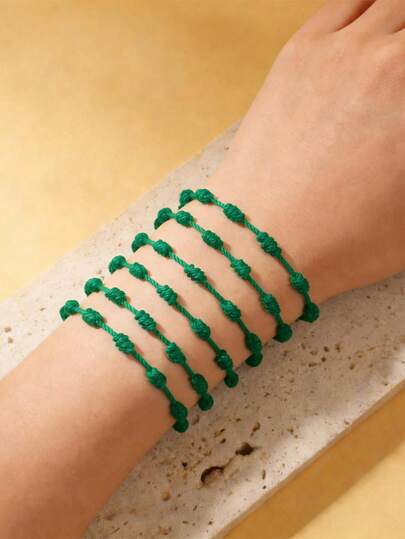 6 قطع/مجموعة سوار عقدة الحظ البسيطة اليدوية، مناسبة للرجال والنساء والأزواج والأصدقاء، للارتداء اليومي المتعدد الاستخدامات أو كهدية محظوظة