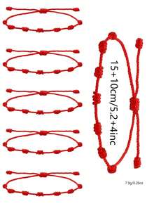 6Pcs Minimalist Braided Knot Bracelet Set, Casual Daily Woven Bracelets For Couple Friends Unisex Fashion Jewelry Gift - Green - View 3