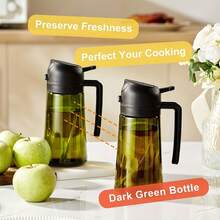 1/2 chai xịt dầu ô liu 2 trong 1, dung tích 470ml, có vòi phun sương mịn, bình xịt dầu bằng thủy tinh màu, thích hợp cho nấu ăn, nồi chiên không dầu, trộn salad, nướng. - Xem 6