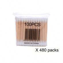 1800/1200/1000/500/300/200/100支装高品质双头棉签，沙龙级棉签，木质化妆品清洁棉签，美容及个人护理产品，圆形一次性耳部清洁棉签，家用，适用于耳鼻清洁，多功能美容清洁工具，高品质美容工具 - 白色 - 查看 17