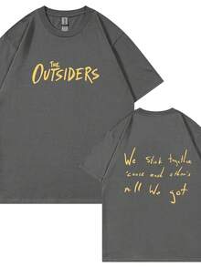Camiseta de algodón de 180g, diseño de verano con un estilo casual y sencillo inspirado en las, estampado de letras, mangas cortas, cómoda y versátil, adecuada para el uso diario, salidas informales, uso en casa y paseos al aire libre. Sencilla y adecuada para todos, un estilo de nicho a, la primera opción para parejas. - Negro - Ver 8
