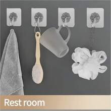 10 Pieces Hole Free Transparent Hooks, Multifunctional Hooks, Seamless Adhesive Hooks On Household Walls, Wall Mounted Hooks, Suitable For Kitchen And Bathroom Doors Behind - Transparent - View 11