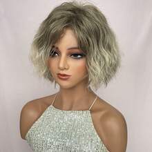 Peluca sintética de alta calidad de 10 pulgadas con rizo para mujeres, color degradado de morado a azul y negro, extensión de cabello resistente al calor de moda para uso diario y cosplay - Multicolor - Ver 10
