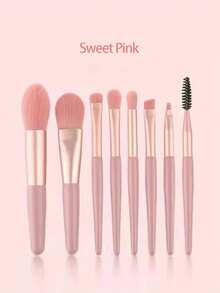 8件套高品质化妆刷套装，便携式遮瑕粉底刷套装，柔软毛化妆眼影工具 - 彩色 - 查看 5