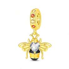 A Silver Plated Gold Animal Series - Lion, Leopard, Bee, Elephant Pendant Suitable For 3mm Bracelet Bracelet, DIY Beads, Ladies' Fashion Jewelry Festival Birthday Gift - Gold - View 18