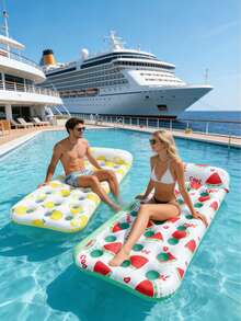 1 pieza Flotador inflable para piscina, hecho de material PVC, con elementos de limón y sandía de diseño hueco, adecuado para viajes, vacaciones, fiestas en la piscina, estilo de bomba al azar - Cama flotante con forma de agujero de fruta - Ver 2
