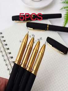 5/10/20pcs Set Black & Gold Tone Neutral Pens, Elegant Color Scheme Suitable For Office, School And Professionals, Essential Back To School Stationery - Black - View 13