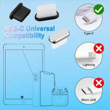 防尘硅胶塞 8 件装 USB-C 防尘塞 铝制硅胶 USB-C 端口盖，带清洁套装，防尘充电端口保护盖，手机防尘塞，兼容 15/16 系列及所有 Type-C 设备，春季派对礼物 - 多色 - 查看 3