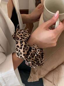 2 Pieces Retro Elegant Leopard Print Headband Set, High Elasticity, Fluffy Low Ponytail Clip, Leopard Print Headband Fashionable And Elegant Hair Rubber Bands Scrunchies Hair Rope Elastic Hair Tie,Summer,Holiday,Travel - Multicolor - View 4