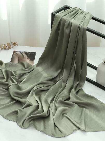 1 Stück eleganter einfarbiger Damen Faux-Seiden Rechteckschal, Kopftuch, Halstuch, Schal, leicht und bequem einfarbiger Kopfschal für muslimische Frauen, Abaya, Damenkopfbedeckung, geeignet für Frühling, Sommer, Herbst Alltagstragen und Ausflüge