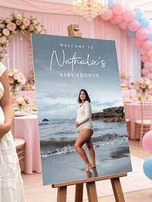 1pc Photo Baby Shower Welcome Sign, Modern Minimalist Baby Shower Welcome Sign With Photo - Multicolor - View 5