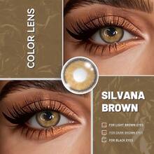 Lalens Silvana braune Farbkontaktlinsen 2 Stücke/Box | Halloween Essentielle | 1 Jahr Haltbarkeit, kostenlose Spiegelbox | blau-grüne Farblinsen, geeignet für kleine Augen | 14,00 mm/14,20 mm/14,50 mm Durchmesser (Vergrößerungseffekt) | ideal zum Verschönern der Augen und für Cosplay-Make-up | perfekt für die Abschlusszeit - Silvana Brown - Übersicht 5