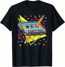 Camiseta de nostalgia con diseño de cinta de casete vintage de los años 70 y 80 para fiestas - Negro - Ver 4