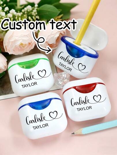 Customizable Name-Branded White Double-Ended Pencil Sharpener - A Personalized White Double-Ended Pencil Sharpener, A Customizable Manual Pencil Sharpener, Suitable As A Birthday Gift, Holiday Gift, Christmas Gift, Or A Gift For A Son Or Daughter.