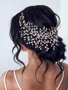 1pc Elegant Handmade Crystal Bridal Headband, Wedding/Bridesmaid Hair Accessory, Holiday Gift Valentine's Day Accessories - Silver - View 11