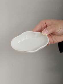 1个/2个/4个/5个 简约白色云朵造型陶瓷盘，冰淇淋甜点碗，家用沙拉布丁碗，婴儿辅食陶瓷碗，创意小众零食碗 - 白色 - 查看 15