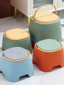 带把手的塑料凳，小巧的脚凳，适用于客厅、玄关、浴室 - 彩色 - 查看 8