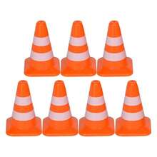 7pcs Traffic Cones, 0.98inch Traffic Signs Miniature Sports Training Roadblock Cones Small Street Signs Construction, Theme Party Sports Activities - Initial - View 1