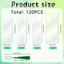 60pcs Assorted High Transparency Blank Acrylic Bookmarks, Including Colorful Bookmarks With Tassels, DIY Painting Craft For Book Markers - Rectangle - View 2