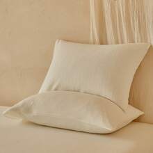 Bộ 2/3 món ga trải giường kẻ sọc jacquard màu trắng ngà, bộ đồ giường bằng polyester kiểu dáng đơn giản, thời trang, mềm mại, thoáng khí, có thể giặt máy, phù hợp cho phòng ngủ, phòng khách, ký túc xá, cỡ Queen, King (1 ga trải giường + 1/2 vỏ gối, không kèm ruột chăn) - Màu be - Xem 6