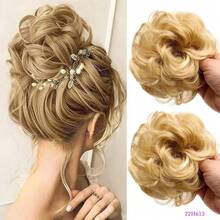 Fabricante de moño de cabello esponjoso de fibra sintética, Scrunchies elásticos para moño redondo, Adecuado para novias, mujeres, peinado sencillo - Multicolor - Ver 16