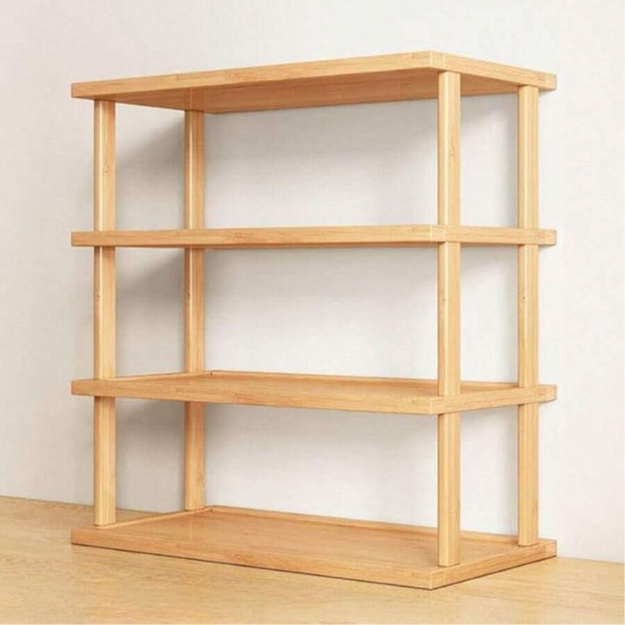 1pc, Elegant Multi-Functional Multi-Layer Bamboo Shoe Rack/Shoe Cabinet/Bookshelf With Natural Wood Grain Finish - Space-Saving, Easy To Assemble, Suitable For Dormitories, Hallways, And Kitchens - Multicolor - View 1