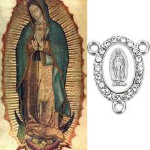 12件套三向念珠中心装饰件，圣母玛利亚连接奖章珐琅合金水钻瓜达卢佩圣母十字架连接件，用于珠宝制作 - 白色 - 查看 7