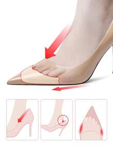 Super Soft Shoe Toe Inserts, Foam Half-Size Pads, High Heel & Loafer Heel Grips, Toe Protection Anti-Friction Adjustable Forefoot Pads - Apricot - View 3