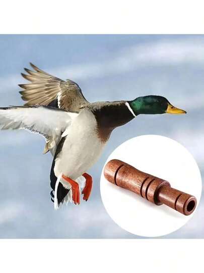 1pc Authentic Handcrafted Wooden Duck & Goose Hunting Whistle - Carved Walnut Double Reed, Waterproof Outdoor Call Device, Produces Natural Sounds, Realistic Flight Decoy Suitable For Wetlands, Hunting, Fishing - Compatible With Mallard, Goose, Swan - Ideal Waterfowl Hunter Tool - Wood Structure, Ergonomic Grip, Compact Portable Design For Wetland & Forest Hunting, Durable Material, Suitable For Wildlife Enthusiasts