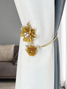 1pc Flower & Rhinestone Decor Curtain Holdback - Multicolor - View 11