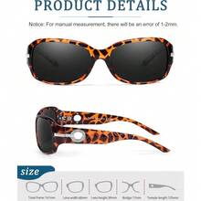 Retro Polarized Sunglasses For Women  Wraparound Rhinestone Designer Style Shades UV400 Protection - Bright Tortoise - View 5
