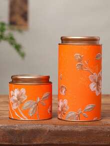1 lata de metal para chá com revestimento cerâmico na base e na tampa, recipiente hermético para armazenar chá, grãos de café, açúcar e nozes na cozinha ou despensa, ideal para presentes e uso diário. - Multicolorido - Ver 8