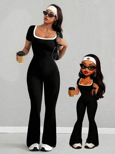 Mono de mujer AITYI Studio, bien ajustado, casual, de moda, sexy, minimalista, de corte slim, para exteriores y calle Y2K, adecuado para graduación, vuelta al colegio, Navidad, Año Nuevo, Acción de Gracias, otoño/invierno, mono de punto de manga corta elástico