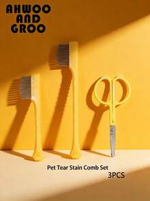 1 Set Pet Eye Cleansing Brush, Face Grooming Comb + Face Trimmer, Removes Tear Stains, Crusts And Mucus, Grooms Fur, Suitable For Small Cats And Dogs, Easy To Clean - Multicolor - View 9