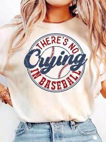Baseball Mom Shirt Oversized Cotton Tee Game Day Graphic Top Women Sports Mama Shirt Casual Short Sleeve Player Shirts Heavy Classic  Printed Womens - 白色 - 查看 8