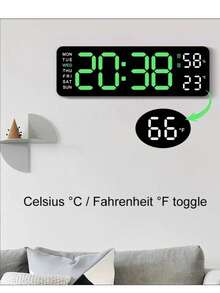 Large/Medium/Small/Square LED Digital Clock – Custom Spanish Version – HD Display, 10 Brightness Levels, Timer, Dual Alarm And Remote Control (Depending On Model) - Large - View 7