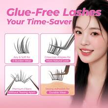 GENIELASH 60 Pieces Of Fluffy, Self-Adhesive False Eyelash Clusters, Mixed Length Set, No Glue Needed, Fluffy Individual Lashes, DIY Self-Adhesive Eyelash Extensions, Pre-Glued Eyelash Clusters, Natural D-Curl Effect Eyelash Clusters, No Glue Or Makeup Remover Needed, False Eyelashes, Eyelash Clusters, Individual Lashes, False Eyelashes (11) - D - View 4