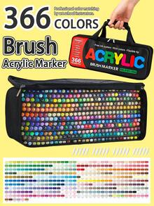 广纳408/366/360/288/240/168/120色直涂液体丙烯马克笔，软头丙烯颜料马克笔，不透明，可混色，适用于画布、岩石绘画、木材、石头、玻璃、陶瓷、织物绘画、DIY工艺品 - GN.8101 - 查看 21