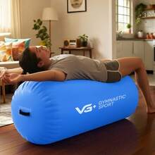 Rolo Inflável Para Ginástica 120cm Roller Yoga, PiIates e Alongamento com Bomba Elétrica Bico Apropriado VG Plus - Azul - Visão 4