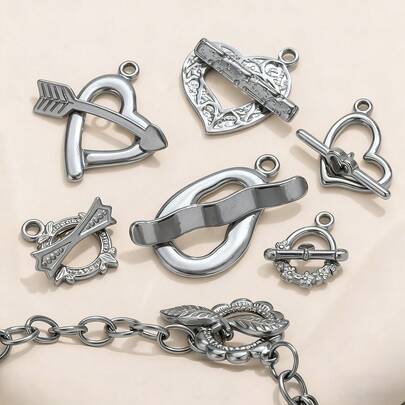 5Sets Stainless Steel Big Heart Gold Toggle Clasp Connectors Parts For Bracelet Necklace OT Clasps DIY Jewelry Making Kit Craft