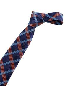 ZLQ&GOU 1 chiếc cà vạt nam họa tiết hình học, kiểu dáng cổ điển, thời trang, phù hợp cho các buổi họp mặt công sở và tiệc tùng. - Màu xanh lam - Xem 4