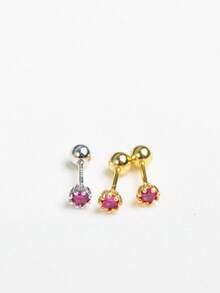 1pc S925 Sterling Silver Nose Stud, Minimalist Fashion Pearl & Zirconia Screw Ball Nose Piercing Jewelry, Elegant Body Piercing Gift For Women - Single - View 3