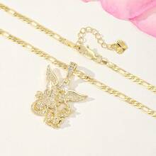 1pc Meaningful Catholic Gift, Gold St. Michael Necklace With Adjustable Heart Extension, Ideal For Baptism, Graduation & Christmas - Gold 55+5 - View 4