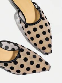 Women's Comfortable Low-Heel Sandals, 2026 Summer Mesh Sandals New Arrival, Elegant Pointed Toe Slippers, Breathable Apricot Polka Dot, Non-Fatiguing Ladies Shoes - Apricot - View 7