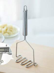 1Pc Potato Vegetable Food Mashing Stick Stainless Steel Kitchen Cooking Simple Durable Practical Classic Stick Auxiliary Food Compactor - White - View 7