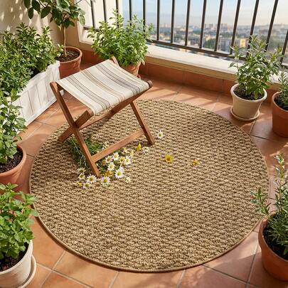 1pc Brown Minimalist Faux Jute Pineapple Texture Round Rug, Modern Stylish Carpet, Home Decor Room Accessory, Living Room Rug, Bedroom Rug, Entryway Rug, Patio Rug, Kitchen Rug, Bathroom Rug, Study Rug, Durable Anti-Dust, Dirt-Resistant, Durable, Ins Style Rug, Area Rug, Outdoor Mat, Home Decor, Area Carpet