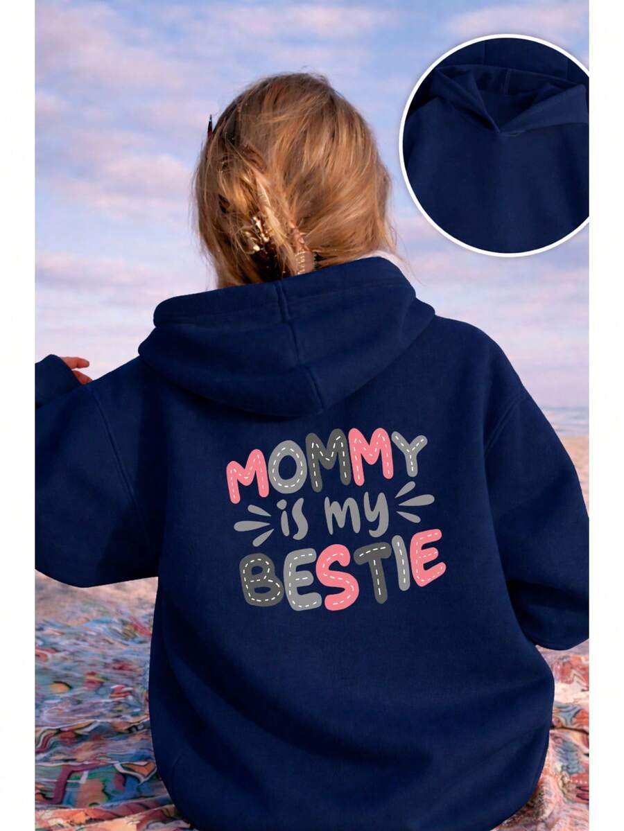 Mommy Bestie Sweatshirt 100% Cotton - Navy Blue - View 1
