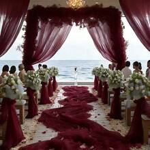 1pc, 10m/16m/30m/50m Burgundy Chiffon Wedding Arch Decor, Transparent Chiffon, Polyester Material, Solid Burgundy Color, Suitable For Wedding Arch, Aisle, Bridal Shower, Chair Back Decor, Ceiling, Banquet, Ceremony, Outdoor Garden Birthday & Anniversary Party, Wedding Decoration, Party Backdrop And Holiday Decor. - View 11